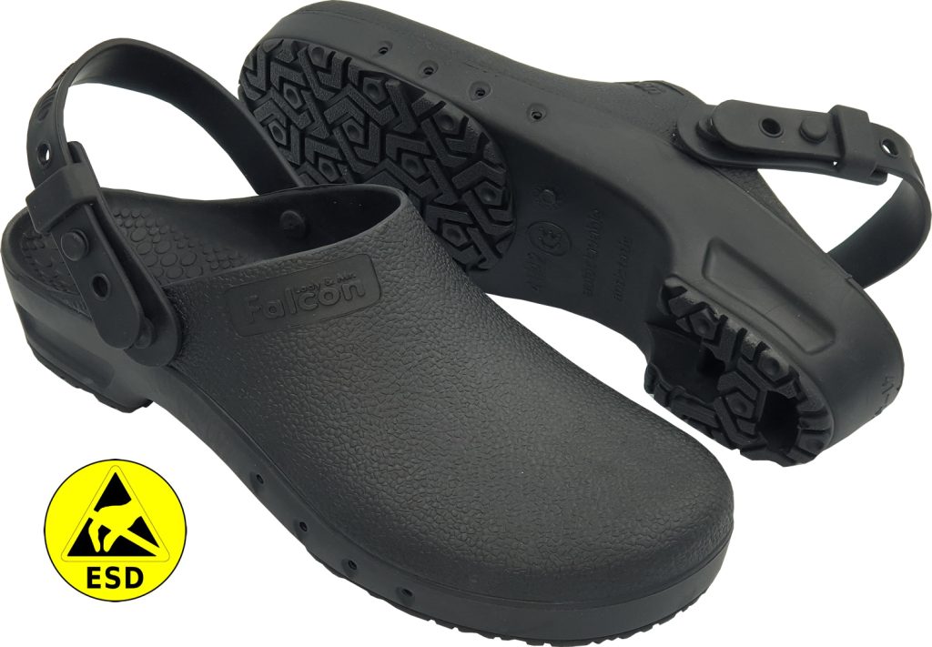 ESD Cleanroom Clogs Black Strap